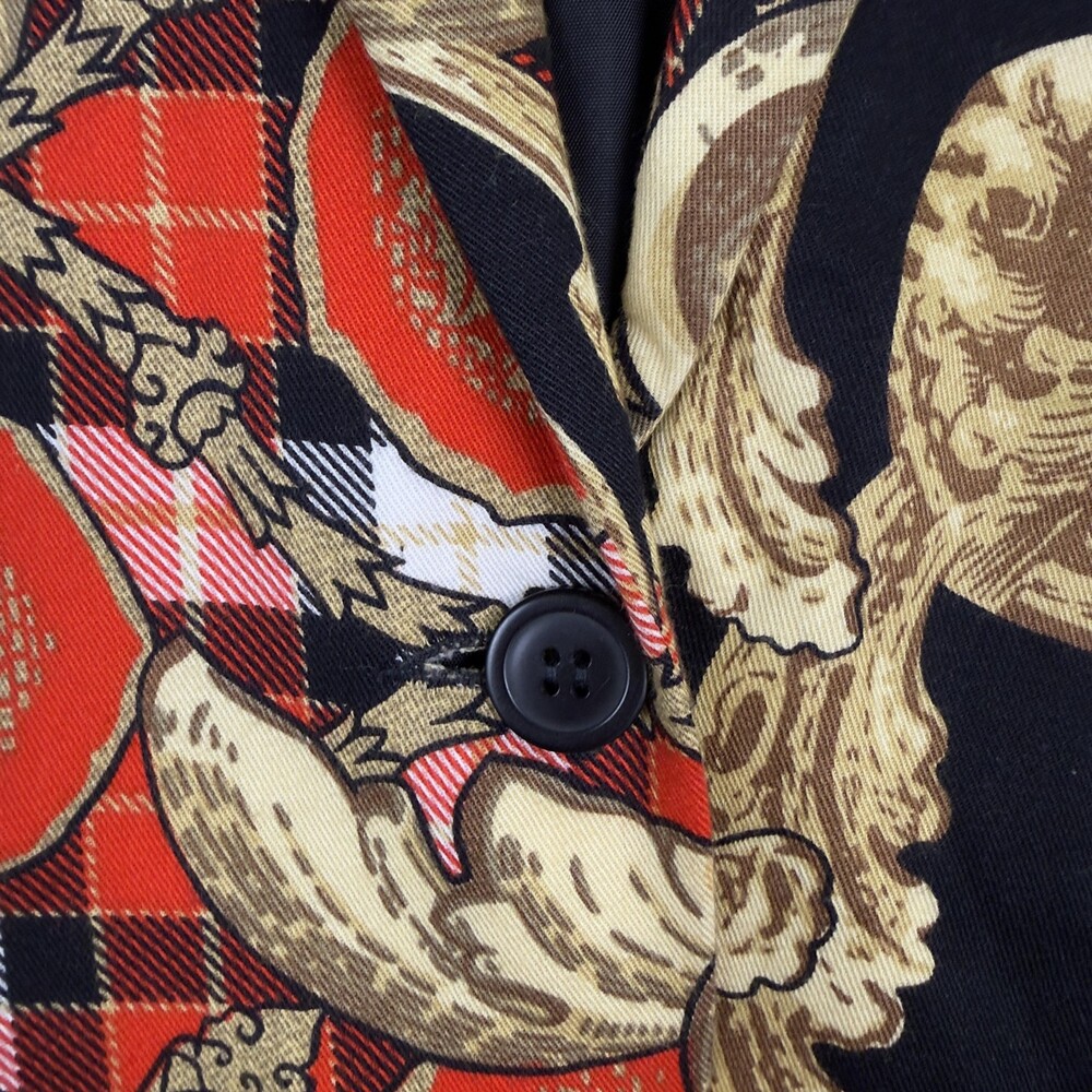 Vintage 80s EXPRESS Power Blazer Baroque Tartan Plaid Equestrian Made USA Size L - Picture 11 of 14